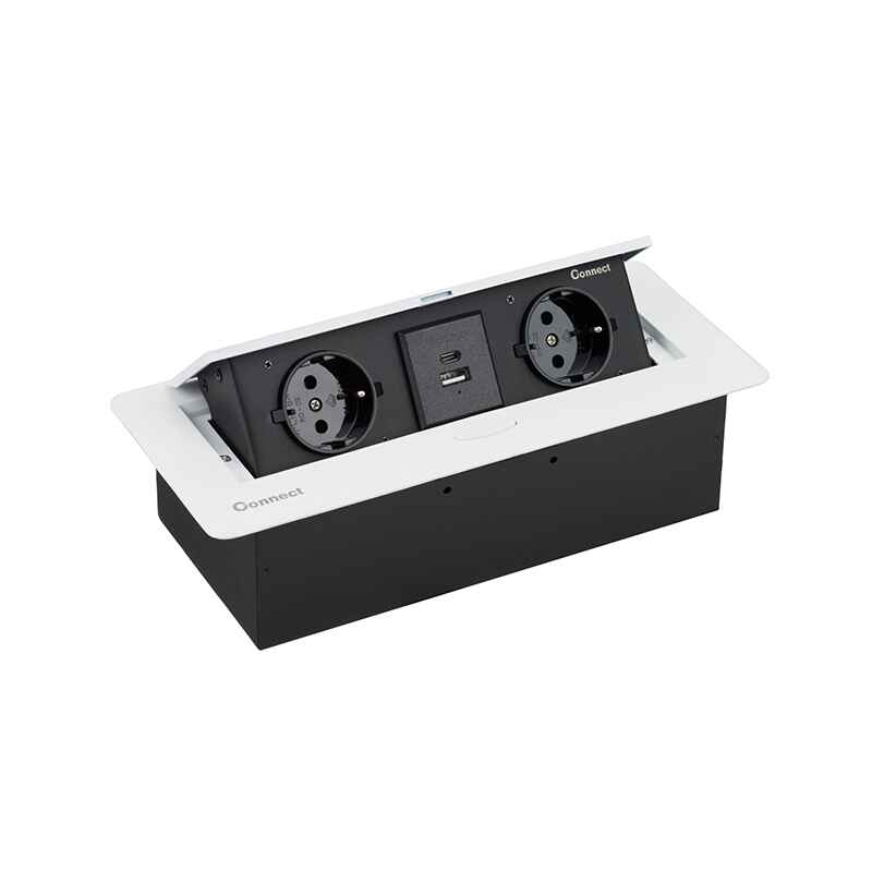 پریز توکار کابینتی کانکت مدل M201 رنگ سفید و سیلور پریز توکار کابینتی کانکت مدل M201 رنگ سفید و سیلور